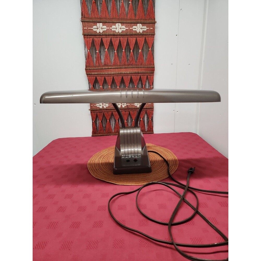 MCM Dazor 1000 Industrial Double Goose-Neck Desk Lamp US Property Military Works